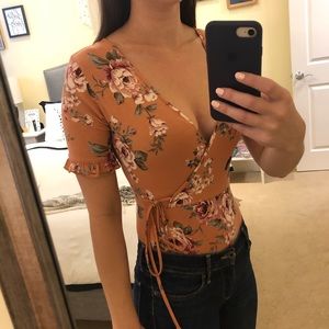 Forever 21 Rose/Floral Wrap Around Bodysuit - NWT!